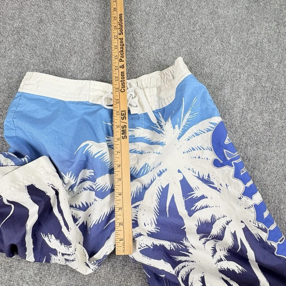 Corona Swim Trunks Mens M Board‎ Shorts Palm Tree Blue Tropical Coastal Beach